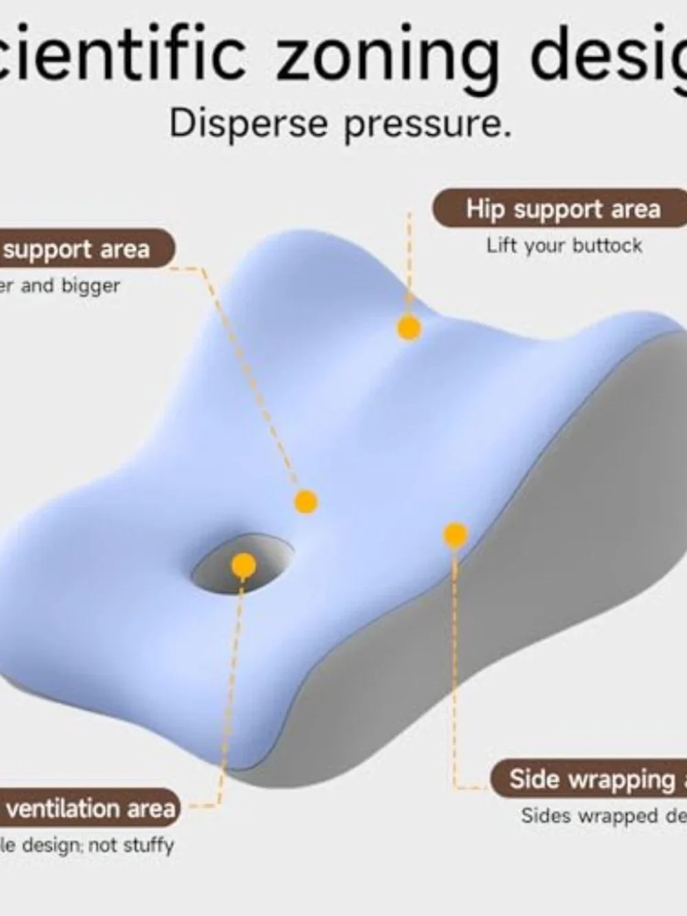 New Memory Foam Couples Butt Cushion Pillow for Pregnant Women Home Use - Blue